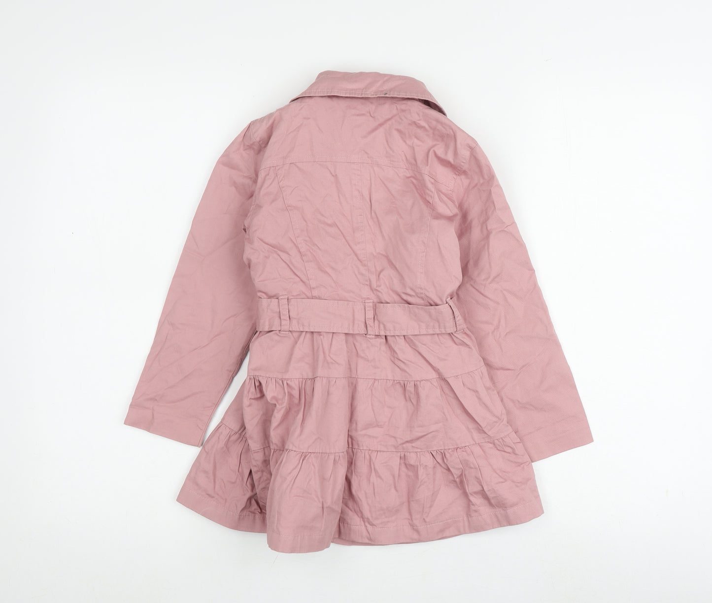 Next Girls Pink Belted Coat 5-6 Years, Casual Spring Outerwear