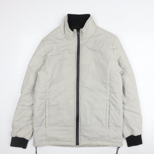 Bellfield Men's Grey Padded Jacket - Size S, Stand-Up Collar