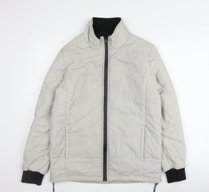 Bellfield Men's Grey Padded Jacket - Size S, Stand-Up Collar