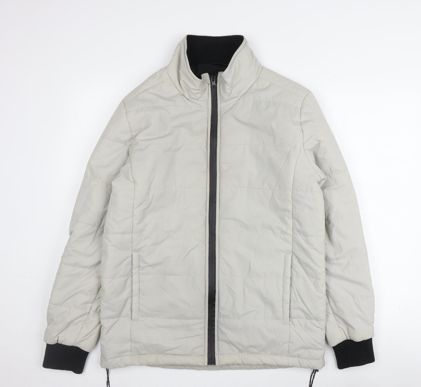Bellfield Men's Grey Padded Jacket - Size S, Stand-Up Collar