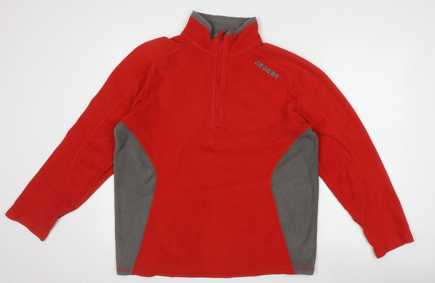 TOG 24 Men's Red Fleece 1/4 Zip Lightweight Sweatshirt L