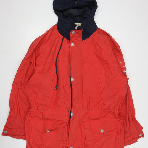 Nautica Men's Red Rain Coat Jacket with Hood Size L