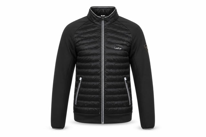 Front view of Decathlon Men's Black Basic Jacket, size L, Gym Style