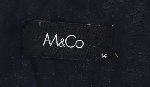 M&Co Women's Black Parka Size 14 Hooded Casual