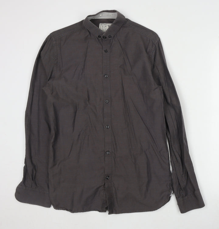 Jack & Jones Men's Grey Long Sleeve Cotton Shirt S