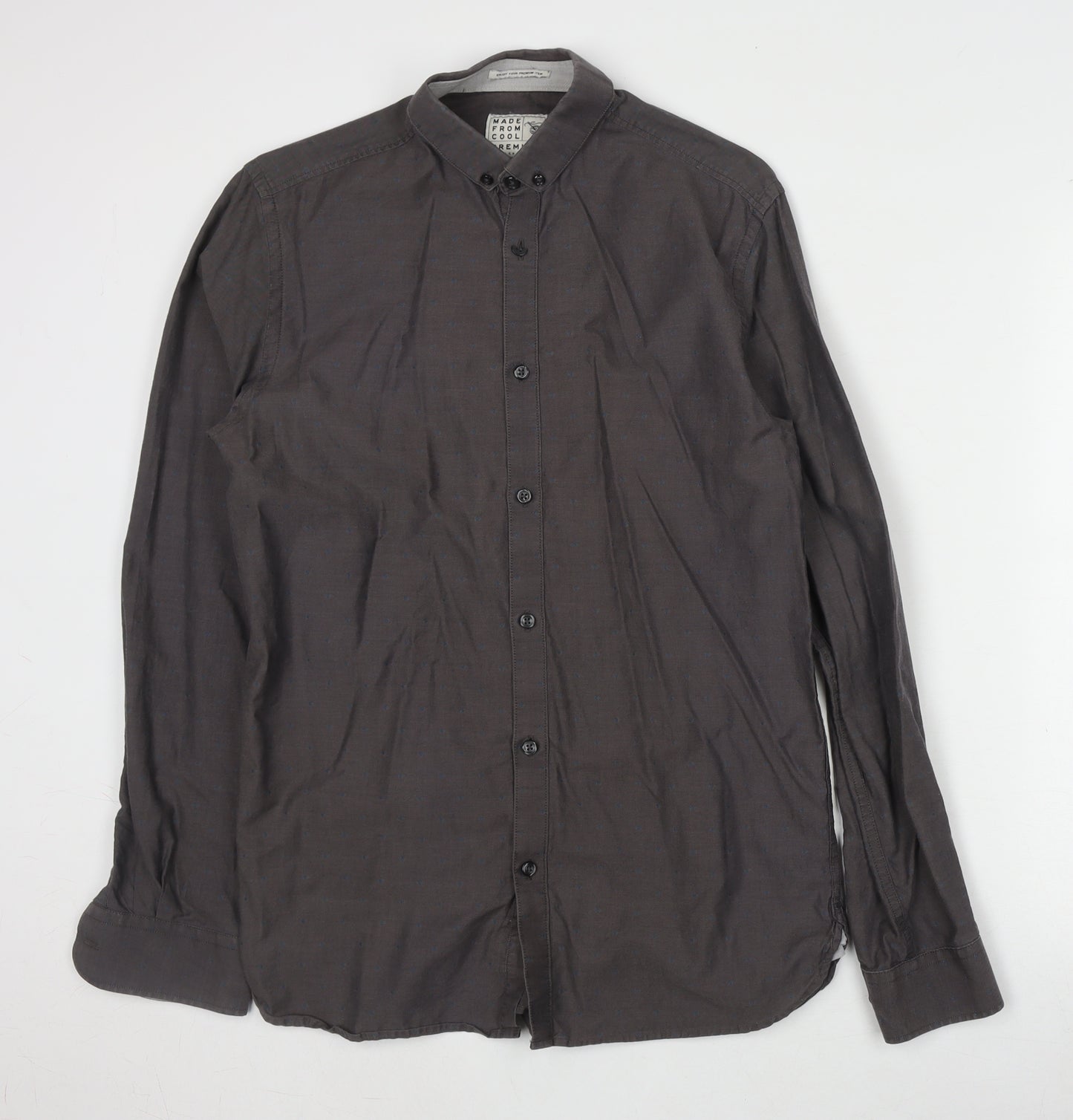 Jack & Jones Men's Grey Long Sleeve Cotton Shirt S