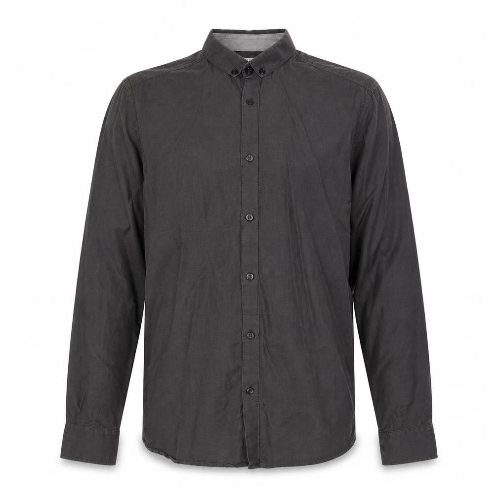Front view of Jack & Jones Men's Grey Long Sleeve Cotton Shirt S