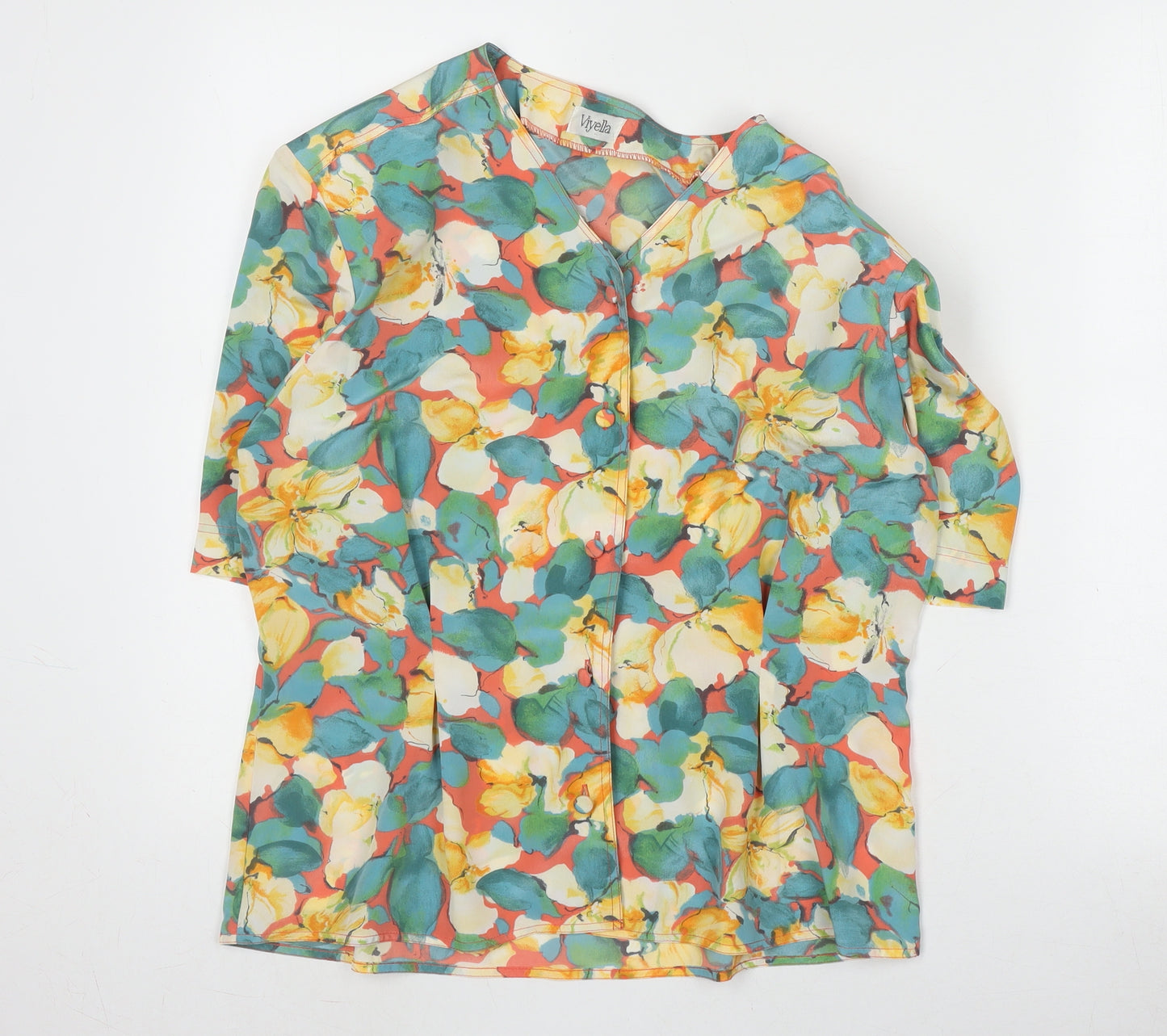 Viyella Women's Multicoloured Floral Tunic Blouse Size 12