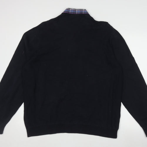 North Coast Men's Black 2XL Henley Jumper, Cotton