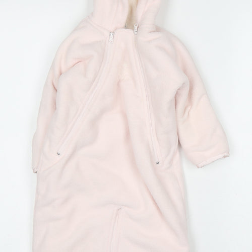 Ralph Lauren Unisex Pink Babygrow 9-12 Months Fleece Hooded