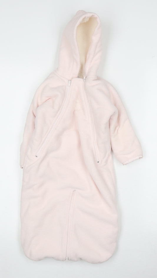Ralph Lauren Unisex Pink Babygrow 9-12 Months Fleece Hooded