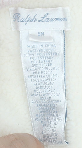 Ralph Lauren Unisex Pink Babygrow 9-12 Months Fleece Hooded