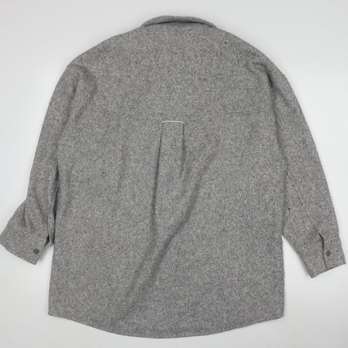 Zara Men's Grey Long Sleeve Knit Shirt - Size S