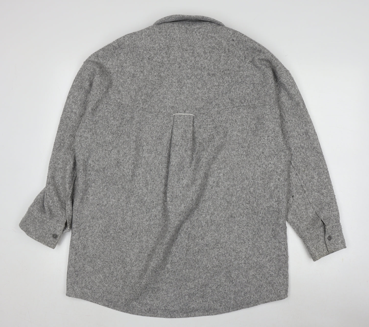 Zara Men's Grey Long Sleeve Knit Shirt - Size S