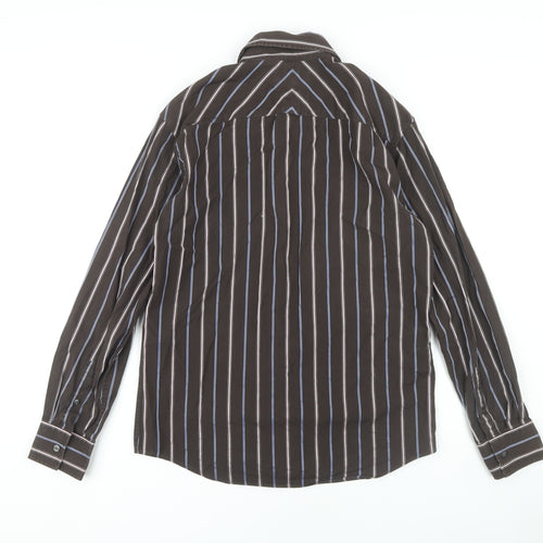 Marks and Spencer Men's Brown Striped Shirt - Size S