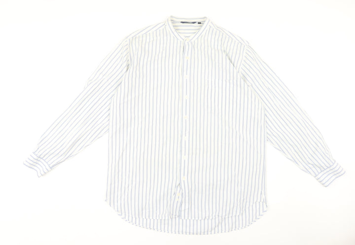 Boden Men's White Striped Long Sleeve Shirt - Large