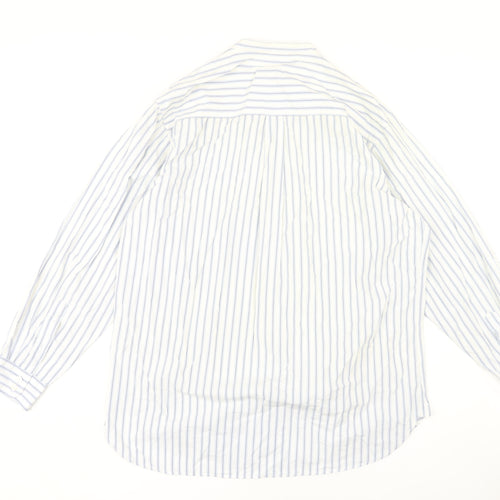Boden Men's White Striped Long Sleeve Shirt - Large