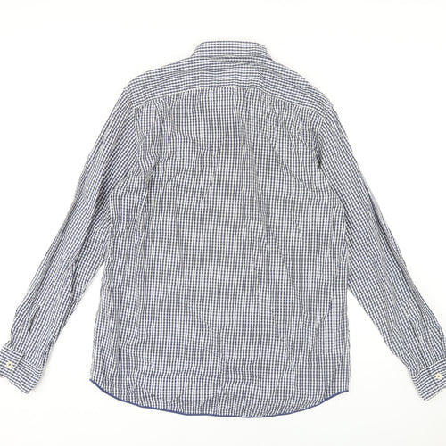 Jigsaw Men's Blue Check Cotton Button-Up Shirt, L