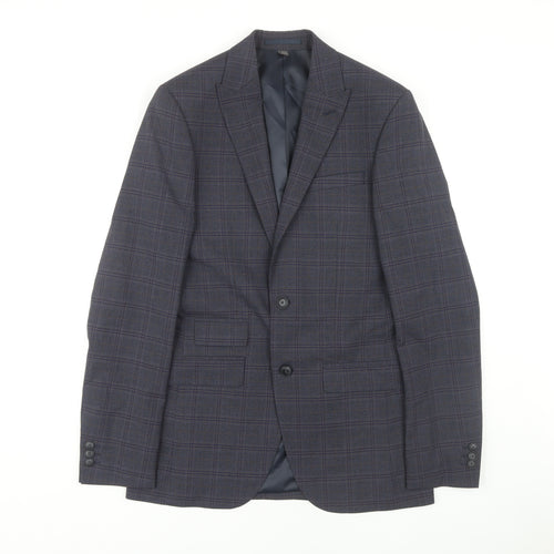 Marks and Spencer Men's Blue Plaid Blazer 36L