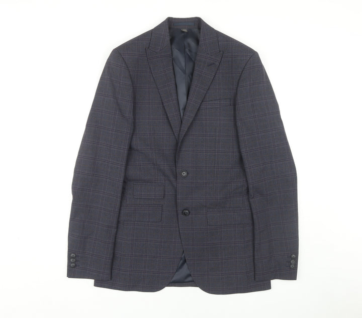 Marks and Spencer Men's Blue Plaid Blazer 36L