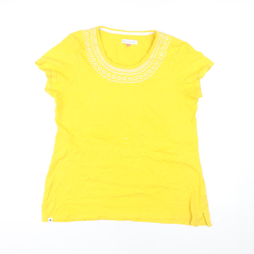 Brakeburn Women's Yellow Embroidered T-Shirt Size 14