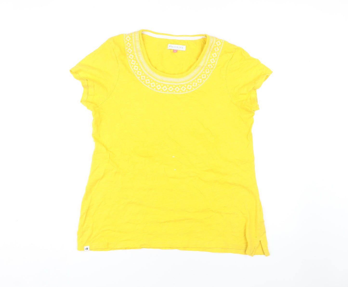 Brakeburn Women's Yellow Embroidered T-Shirt Size 14
