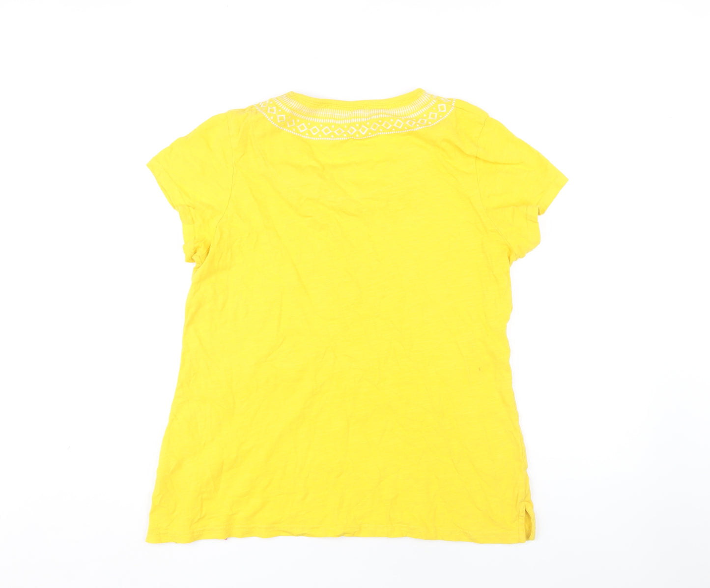 Brakeburn Women's Yellow Embroidered T-Shirt Size 14