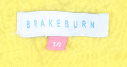Brakeburn Women's Yellow Embroidered T-Shirt Size 14