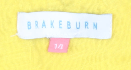 Brakeburn Women's Yellow Embroidered T-Shirt Size 14