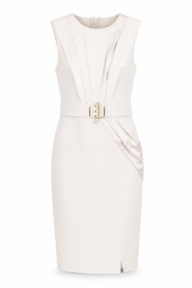 Lipsy London Ivory Sleeveless Sheath Dress - Size 8