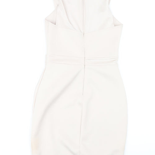 Lipsy London Ivory Sleeveless Sheath Dress - Size 8