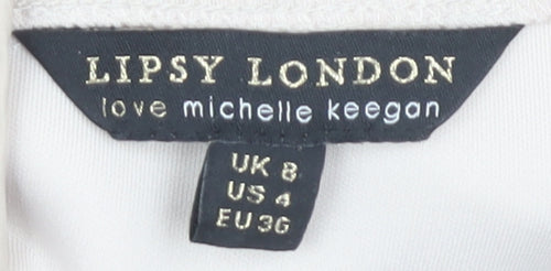 Lipsy London Ivory Sleeveless Sheath Dress - Size 8