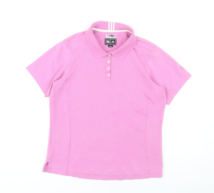 Adidas Women's Pink Polo Shirt M Casual Stretch