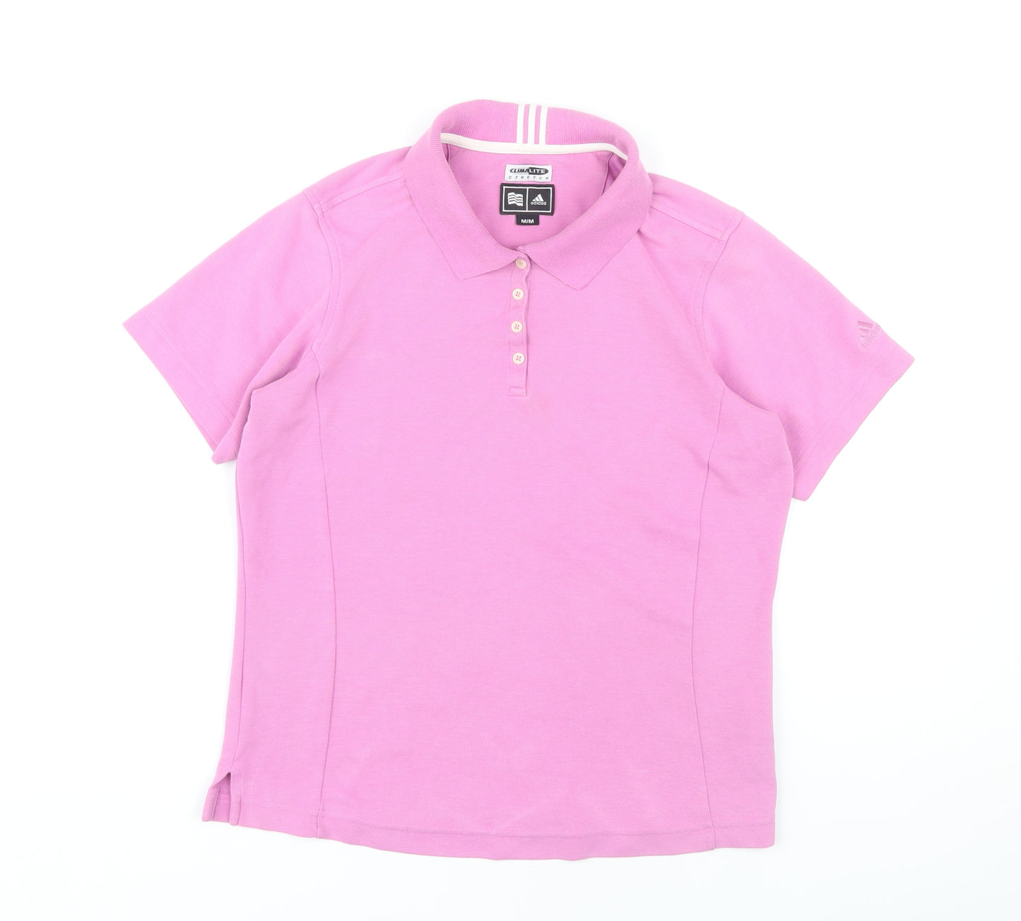 Adidas Women's Pink Polo Shirt M Casual Stretch
