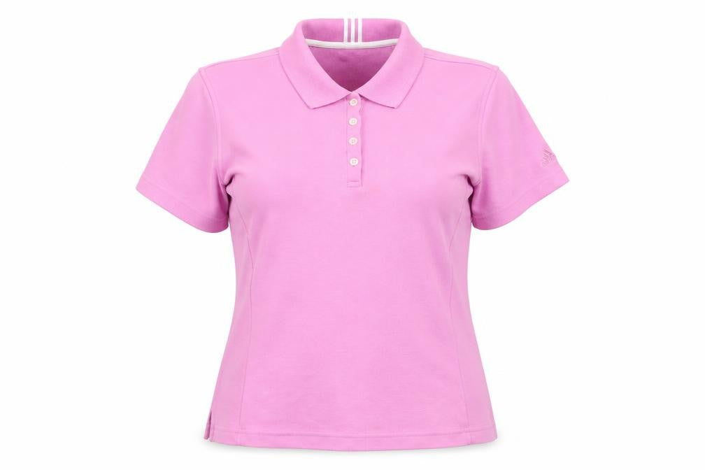Front view of Adidas Women's Pink Polo Shirt M Casual Stretch