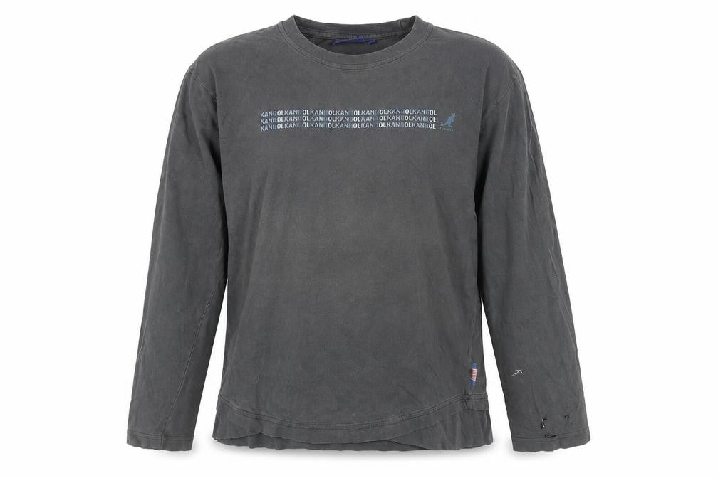 Front view of Kangol unisex black cotton long sleeve tee m