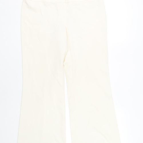 Next Women's Ivory Trousers UK 10 Belted Flared