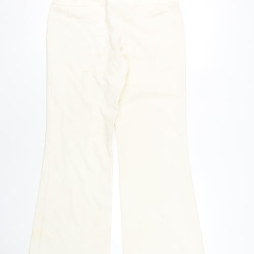 Next Women's Ivory Trousers UK 10 Belted Flared