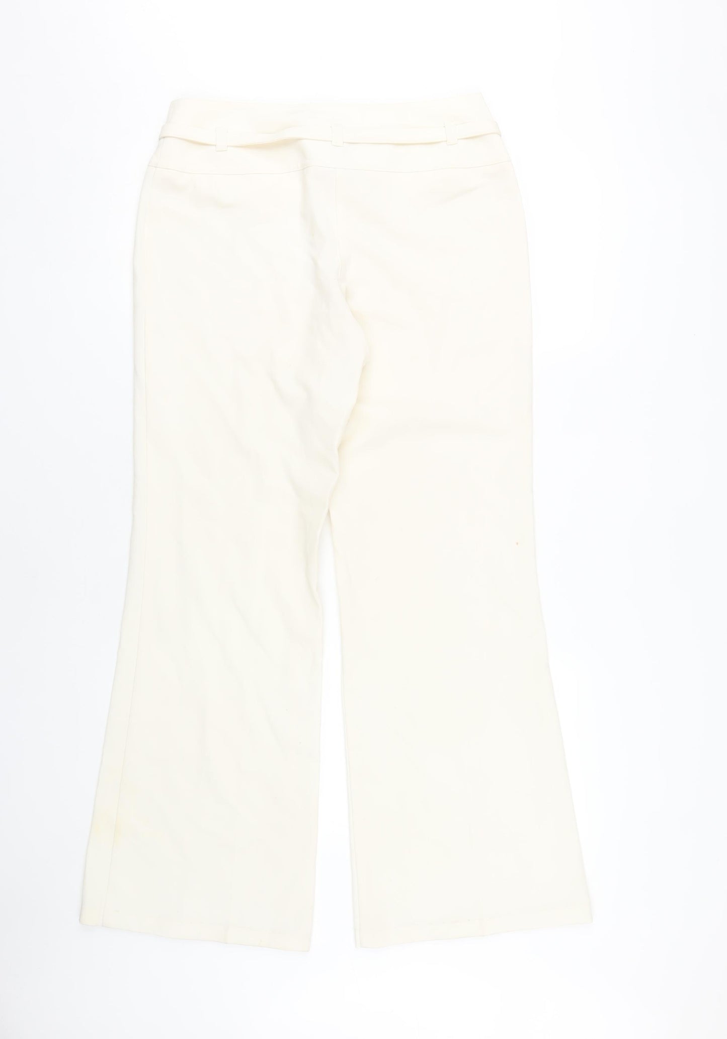 Next Women's Ivory Trousers UK 10 Belted Flared