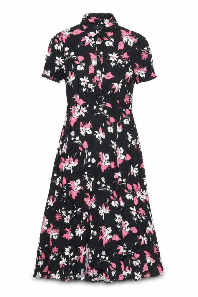 Marks and Spencer Women's Black Floral Shirt Dress Size 8