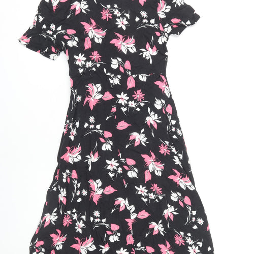 Marks and Spencer Women's Black Floral Shirt Dress Size 8