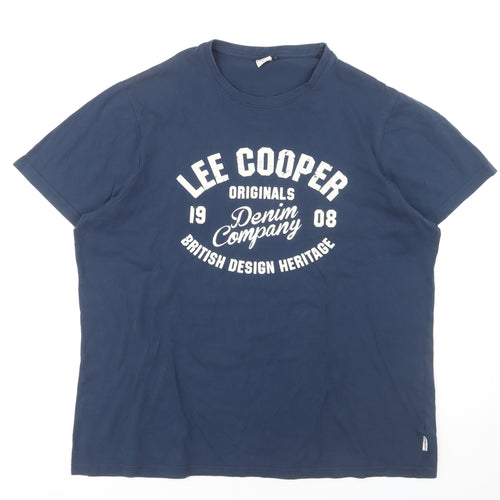 Lee Cooper Men's Blue Graphic Print T-Shirt 2XL