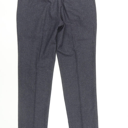 Moss London Men's Grey Check Trousers, Size 34