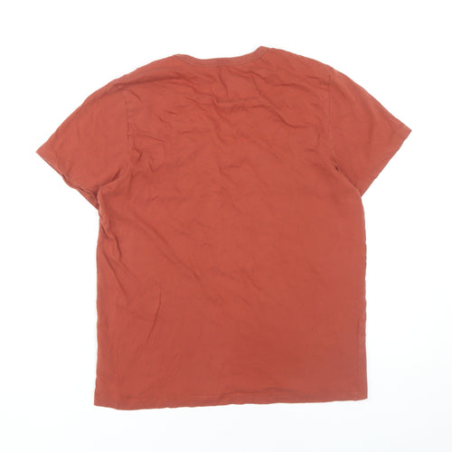 Red Herring Men's Red Henley T-Shirt Large Button