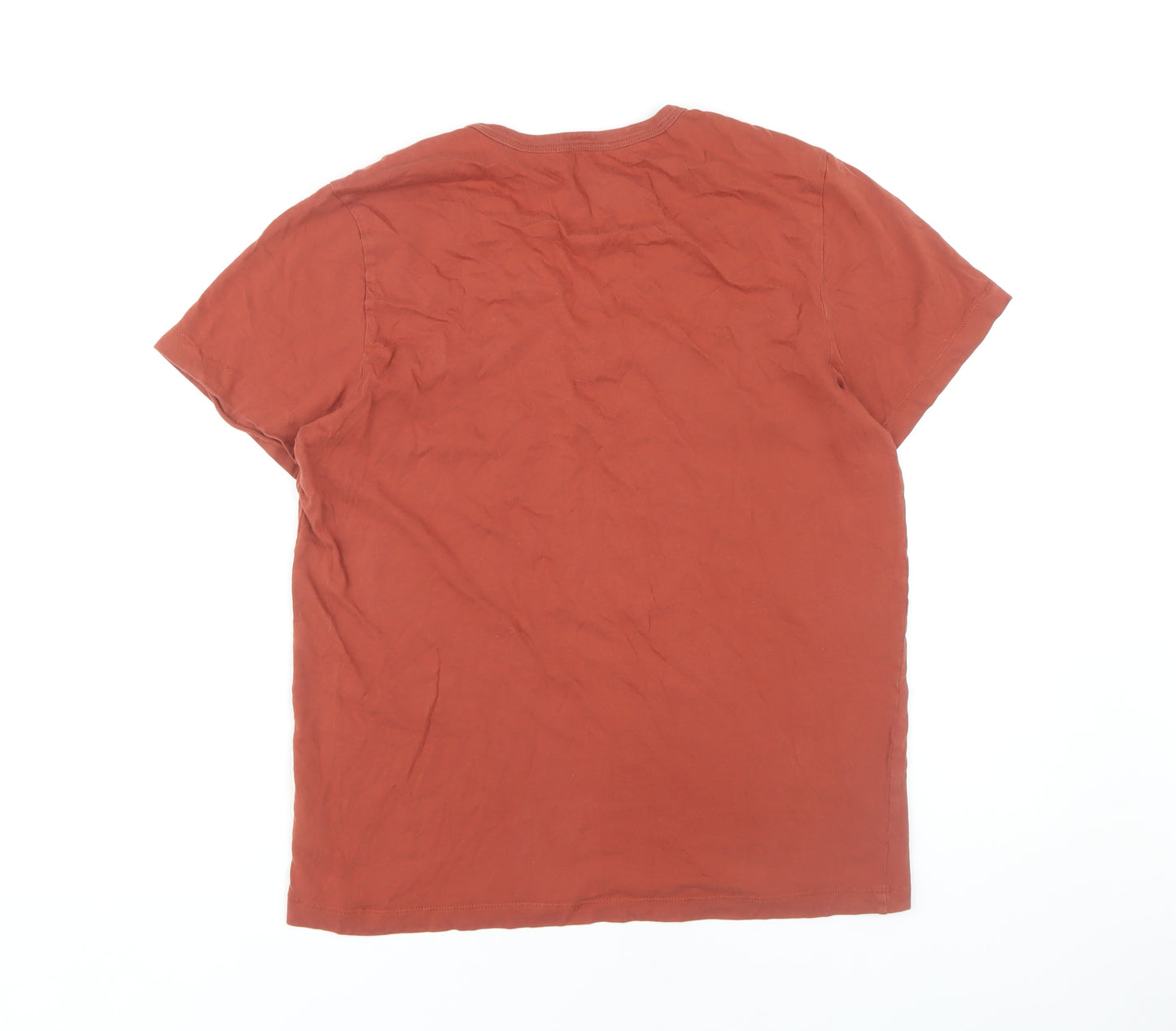 Red Herring Men's Red Henley T-Shirt Large Button