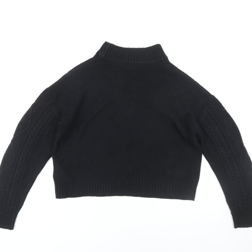 Brave Soul Women's Black Roll Neck Cable-Knit Jumper Size 14