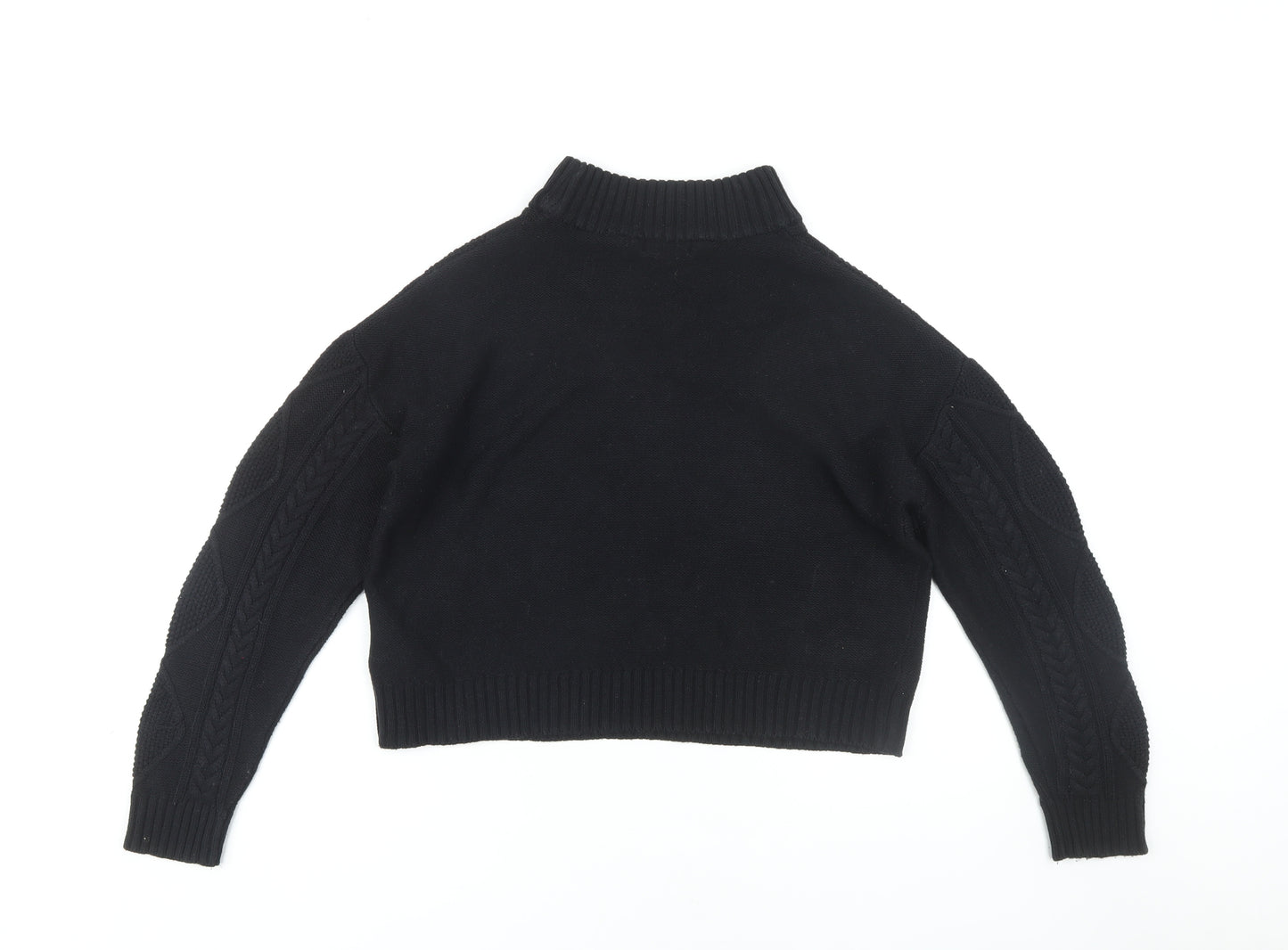 Brave Soul Women's Black Roll Neck Cable-Knit Jumper Size 14