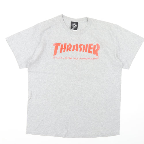Thrasher Men's Grey L Skate T-Shirt with Logo