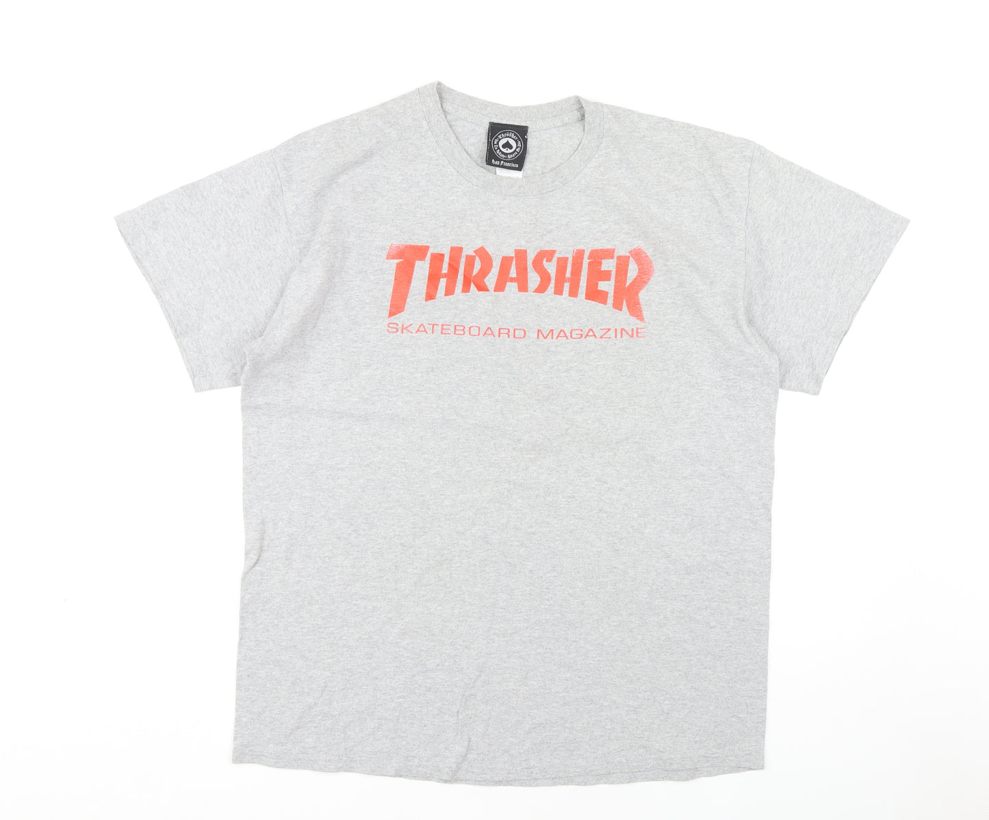 Thrasher Men's Grey L Skate T-Shirt with Logo