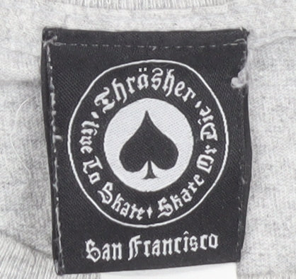Thrasher Men's Grey L Skate T-Shirt with Logo
